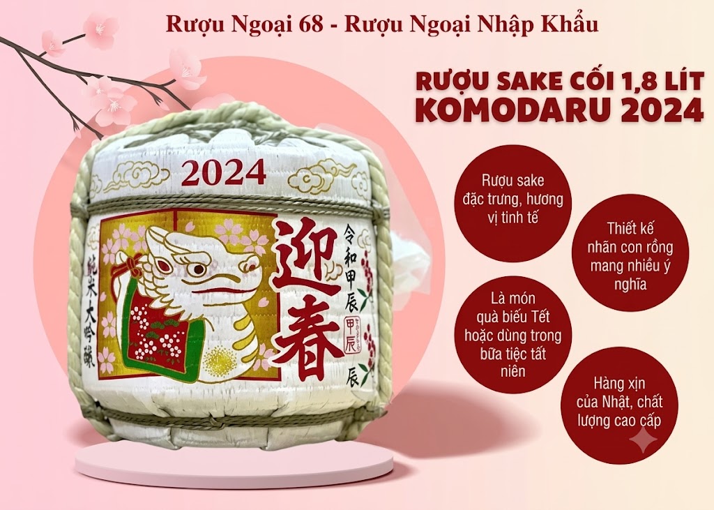 Rượu Sake Cối Komodaru 2024 Con Rồng 1.8 Lít